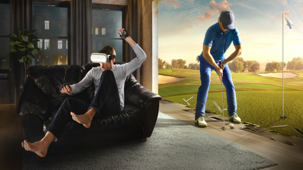 playing golf in Vr