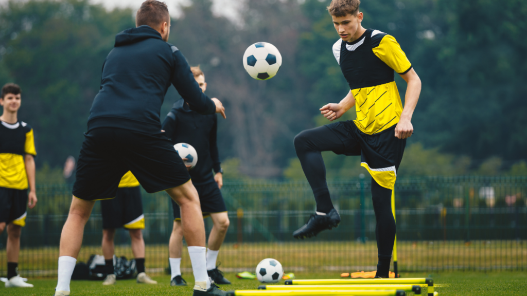 Football player on training