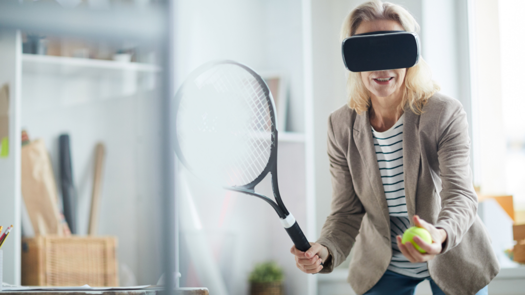 Using VR while playing Tennis 